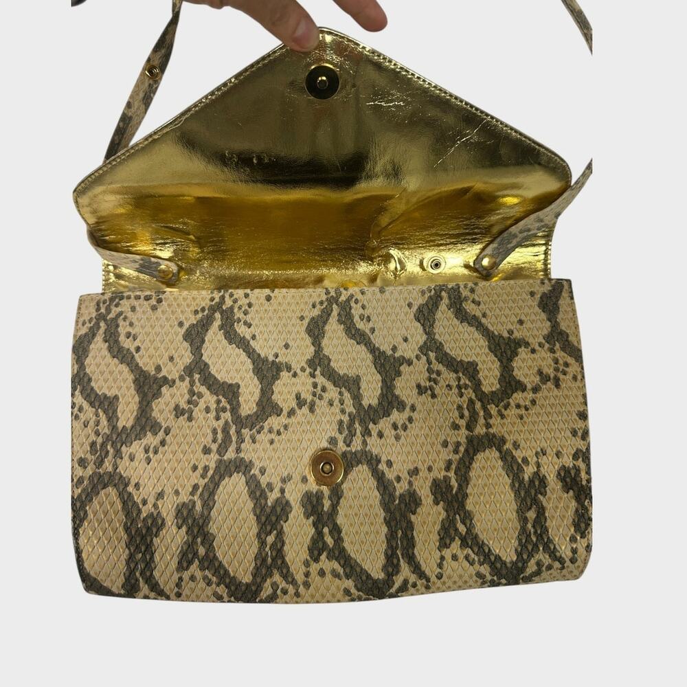 Timothy Hitsman Vintage Made in Spain Snakeskin Pattern Envelope Clutch - Picture 6 of 9